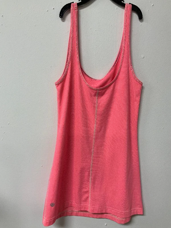 Lululemon pink & white stripe tank top high neck tank