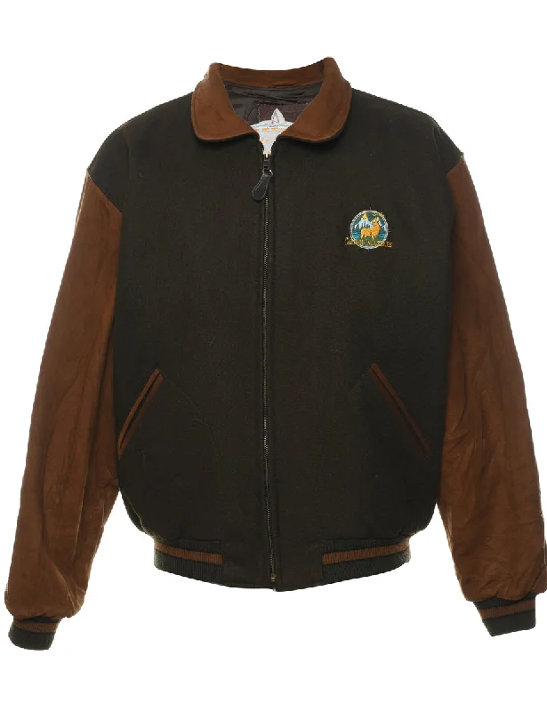 Caribou Industries Brown & Olive Green Two-Tone Jacket - L Satin Jacket Silk Jacket Chiffon Jacket