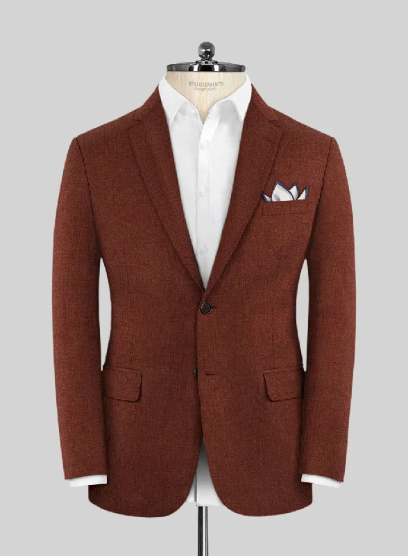 Scabal Cosmopolitan Auburn Wool Jacket Notch Collar Jacket Peter Pan Collar Jacket Cowl Neck Jacket