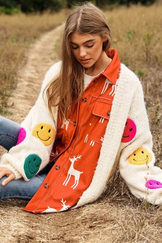Make Me Smile Cardigan Ribbed Striped Patterned