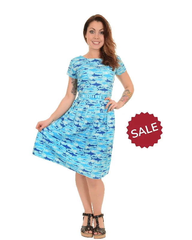 Jaws Shark Tea Party Dress High-Low Hemline Casual