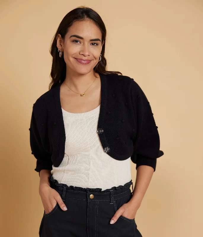 Delia Cardigan - Black Fitted Loose Oversized