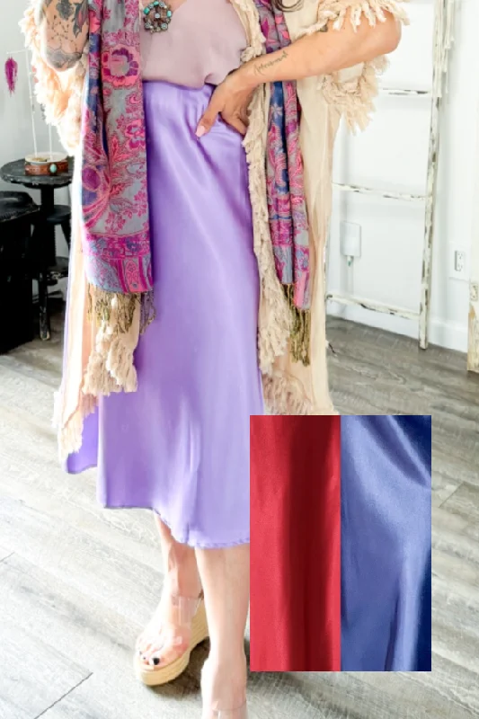 Satin Midi Flare Skirt cashmere skirt fine