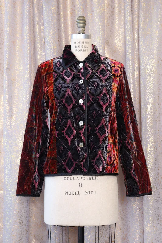 Paisley Velvet Quilted Jacket S/M Striped Jacket Polka Dot Jacket Floral Jacket