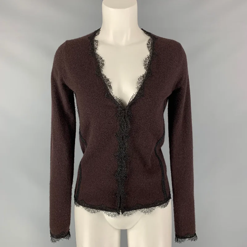 TSE Size S Brown Black Cashmere Cardigan Tailored Straight A-Line