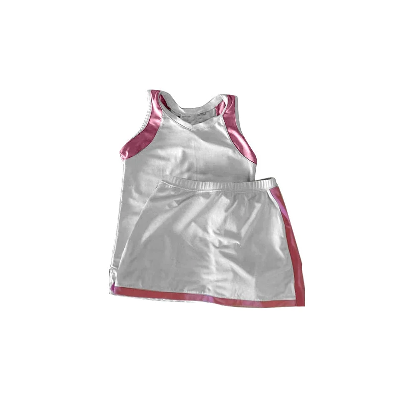 preorder GSD2241 Yoga outfit Red White Sleeveless top skirts shorts 2 pieces set Girls Boutique outfit 202503 leather skirt refined