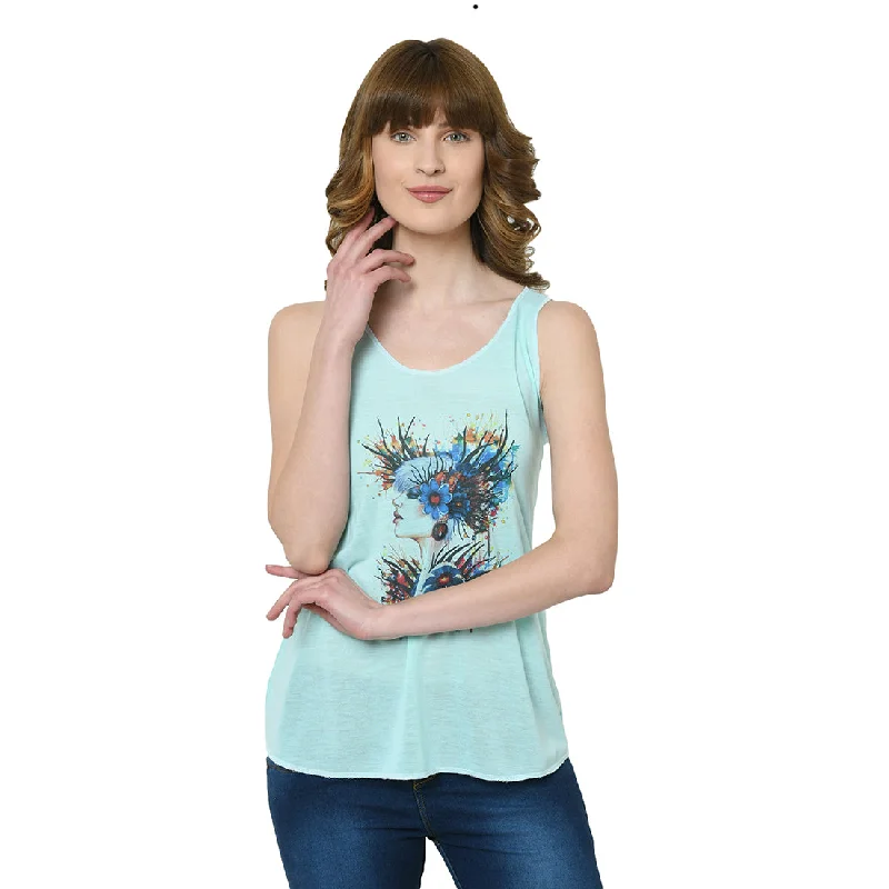 Mack Jonney Green Tank Top For Women's slim fit tank