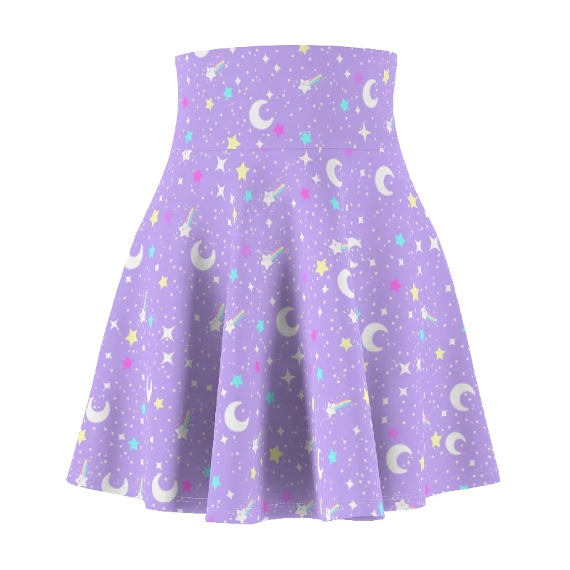 Starry Glitter Purple High Waist Skater Skirt athletic skirt fit
