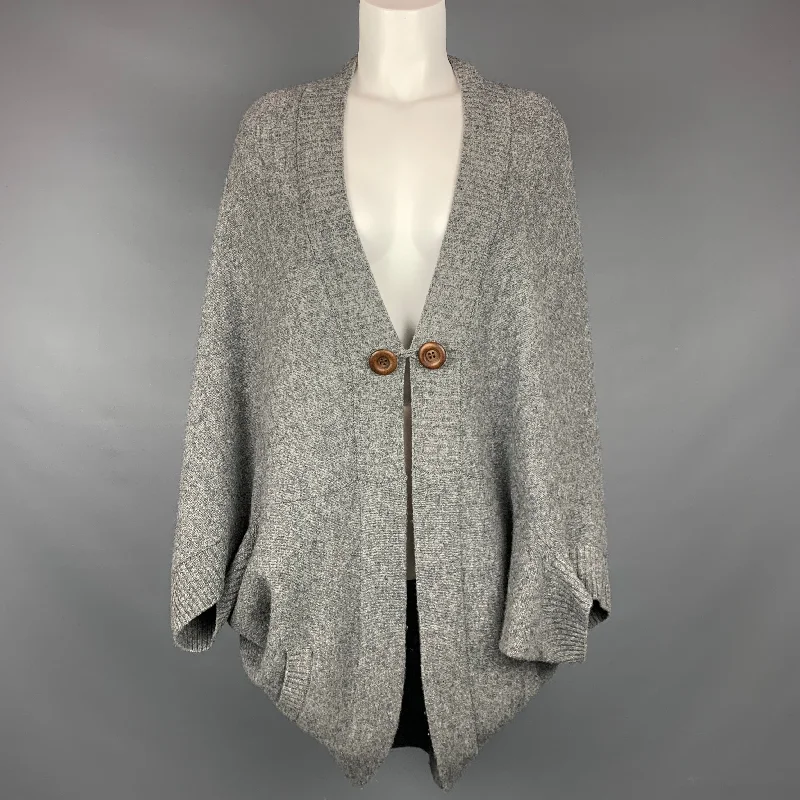 SEE By Chloe One Size Grey Knitted Circle Cardigan Fleece Cardigan Nylon Polyester