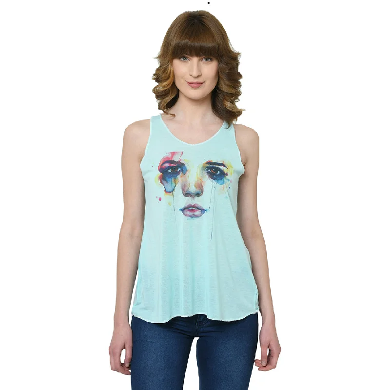 Mack Jonney Green Tank Top For Women's high neck tank