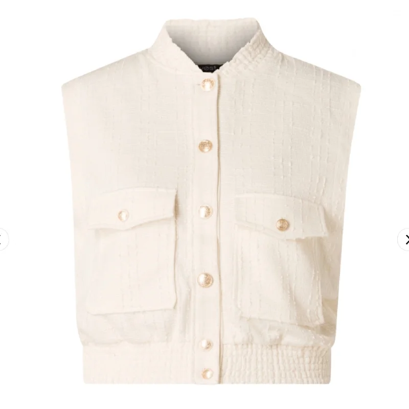 Yest raw white sleeveless cardigan Oversized Loose Flowy