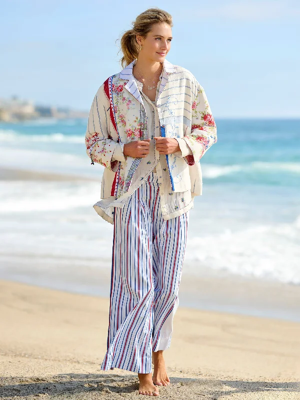 Delfi Stripe Cotton Pant Relaxed Linen Pants