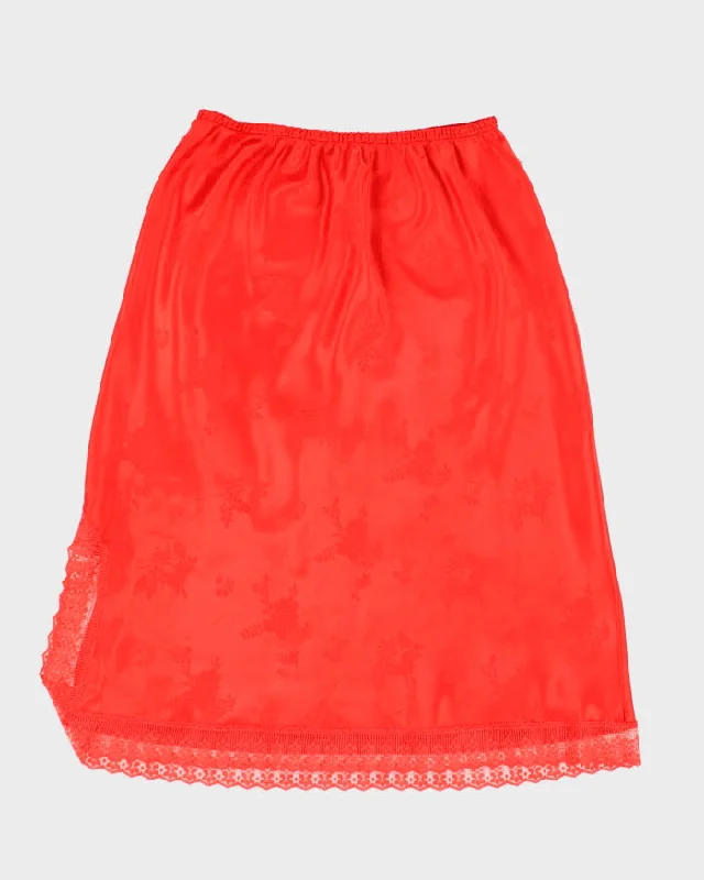 Red Floral Petticoat Slip Skirt - S tulle skirt dreamy