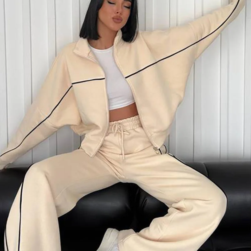 Women's Suit Long Sleeve Half Turtleneck Cardigan Trousers Cotton Fabric Linen Fabric Terry Fabric