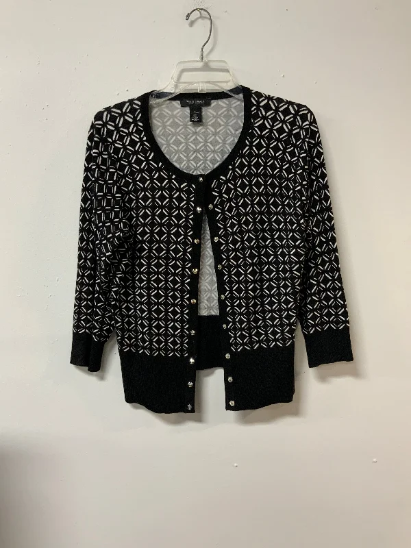 White House (L) black & white snap cardigan Stylish Fashionable Trendy