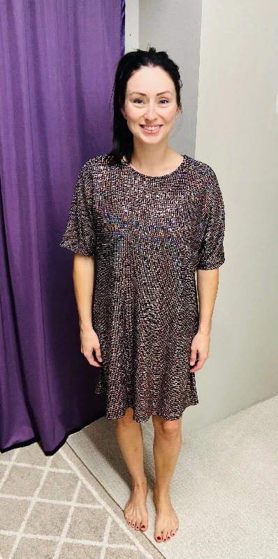 Reg & Curvy Black Multicolor Sequin Party Dress Tunics Wedding white