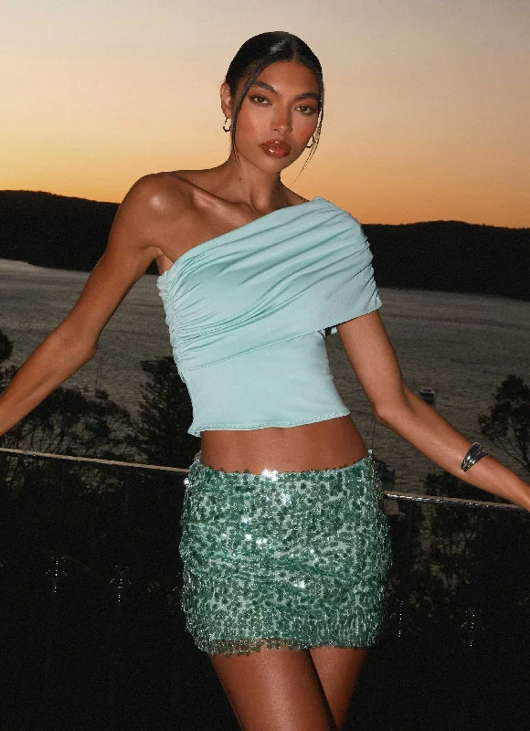 Made For You Low Rise Sequin Mini Skirt - Mint boho skirt vibe