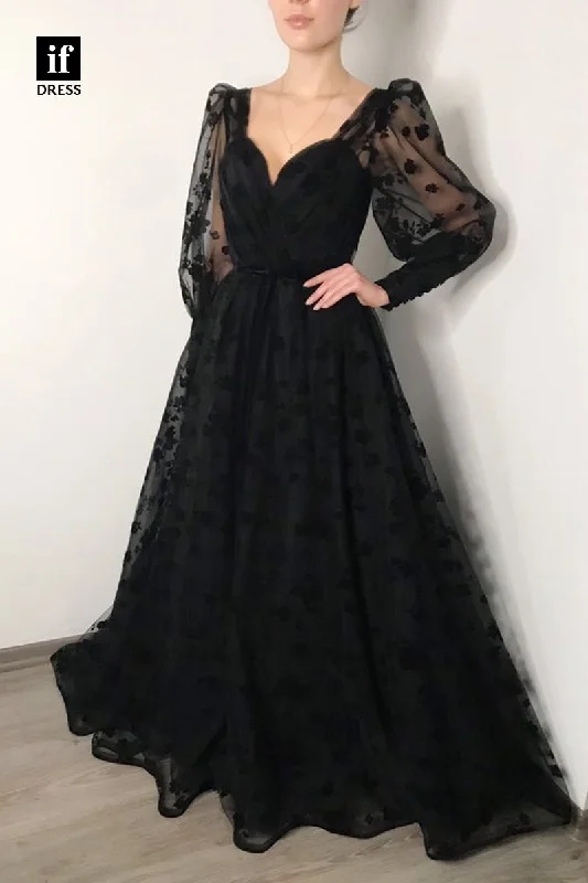 34166 - Elegant Long Sleeves V-Neck Applique  Prom Evening Party Dress Tunics Gym athletic