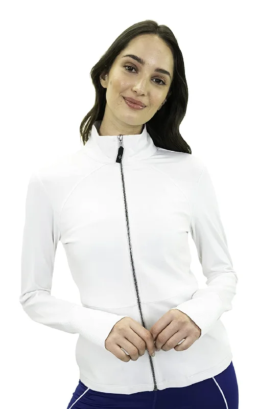 ONEPSORT  WHITE  JACKET  SPORTS WEAR Collared Jacket Crew Neck Jacket Turtle Neck Jacket