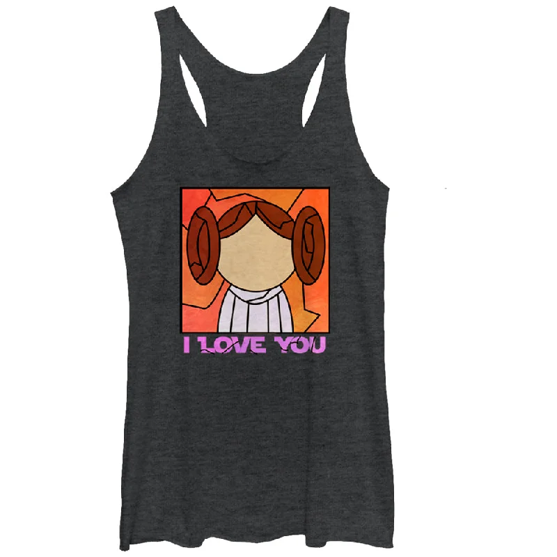 Women's Star Wars Stained Glass Leia I Love You Racerback Tank Top sheer tank top