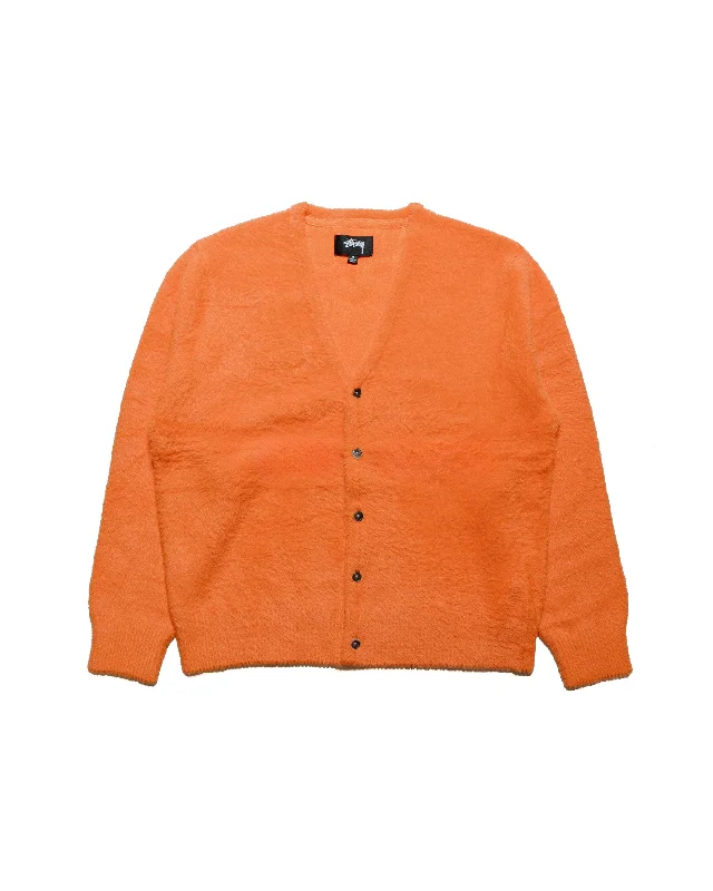 Stüssy Shaggy Cardigan Red Orange Jersey Fabric Tulle Fabric Batik Fabric