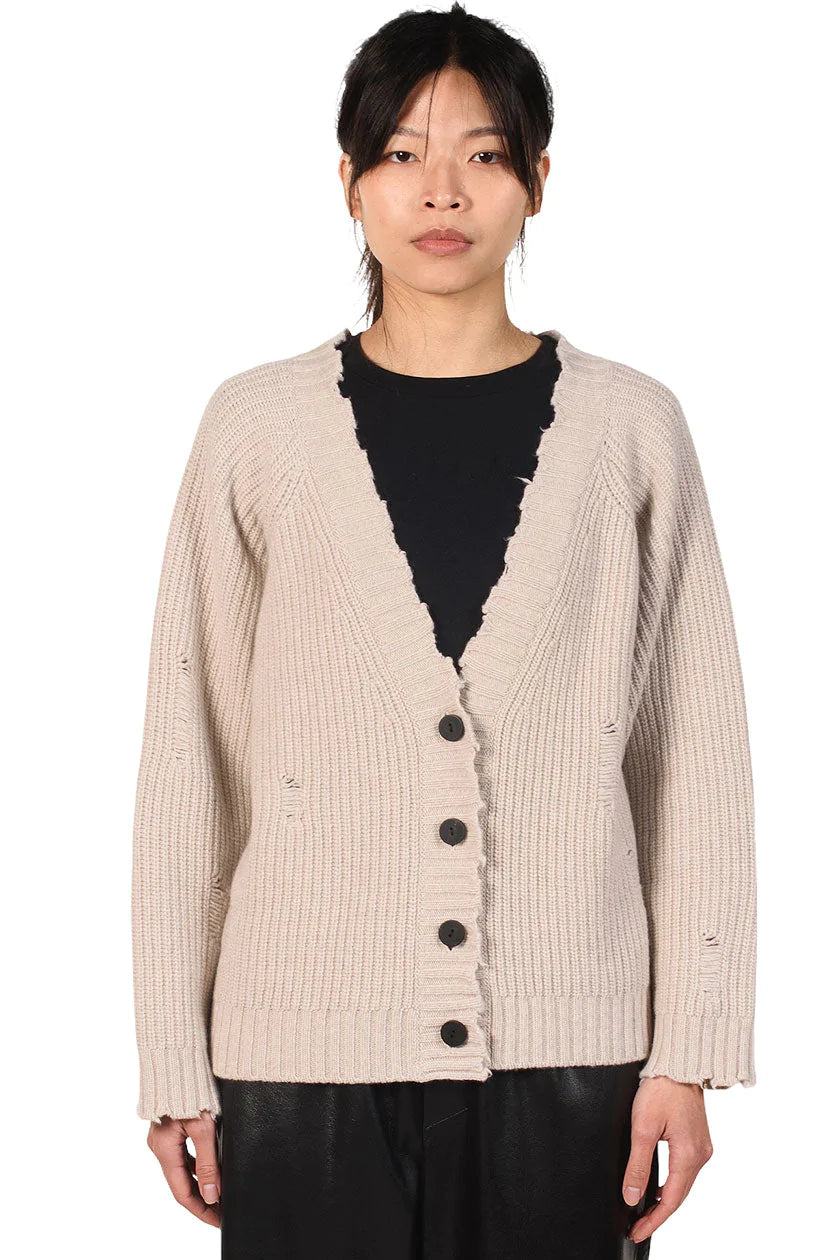 Oyster Eco Cashmere Cardigan Iron Safe Non-Iron Wrinkle Free