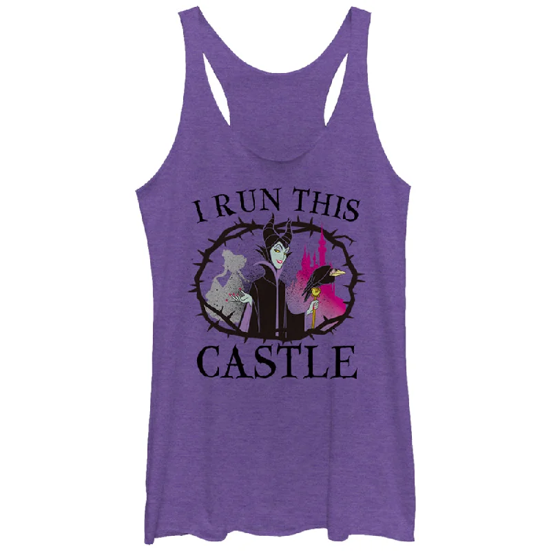 Women's Sleeping Beauty Maleficent Castle Racerback Tank Top cotton tank top