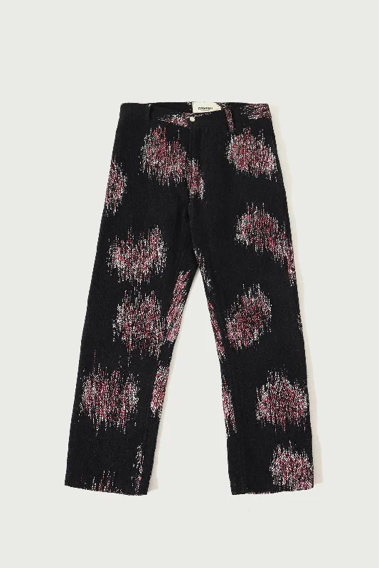 FLORAL WARP PRINT PANTS Chic Black Leggings