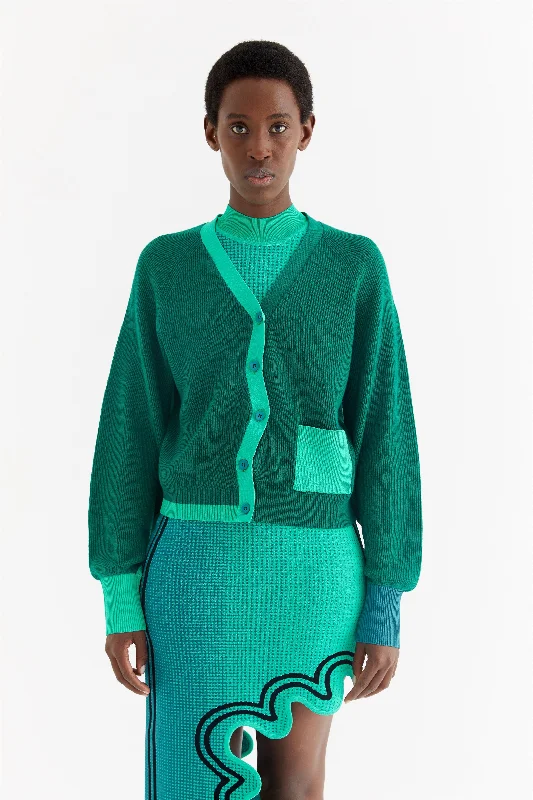 SEDNA MERINO WOOL WAVY CARDIGAN Spandex Rayon Corduroy
