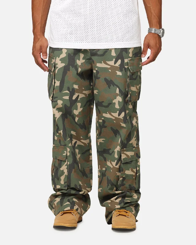 Carre Tactical Baggy Cargo Pants Woodland Camo Cozy Full-Length Pants
