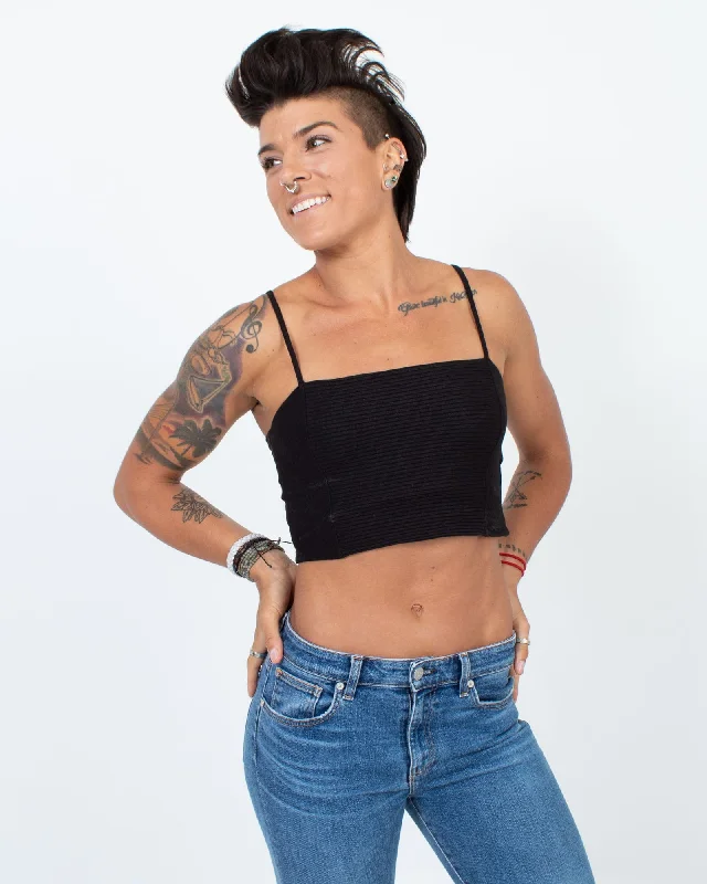 Black Cropped Tank fitted tank top