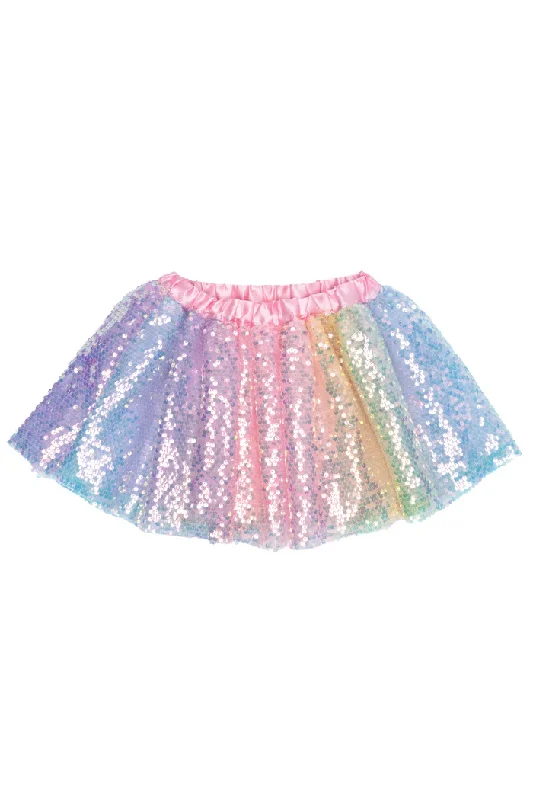 Ombre Pastel Rainbow Sequins Skirt Size 4-6 zip skirt side