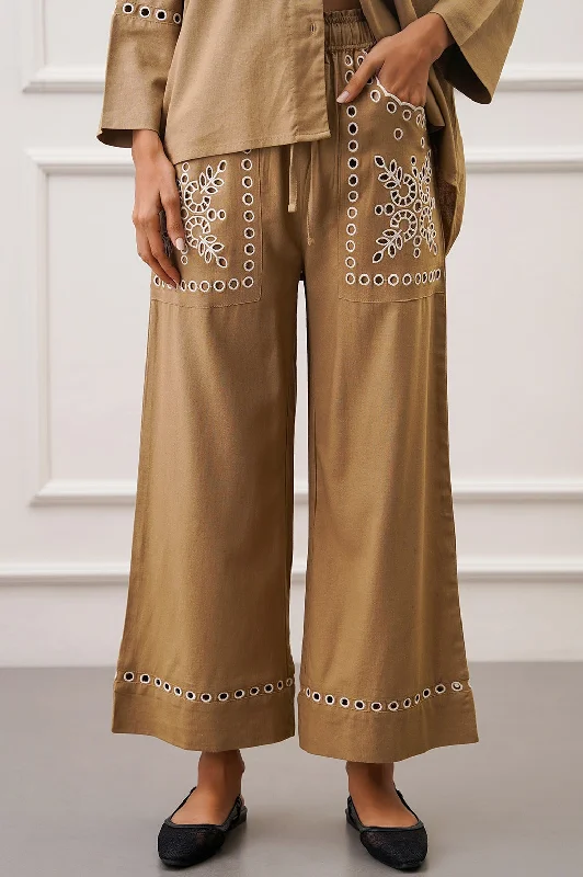 MARRAKESH EMBROIDERED PANTS High-Waist Trousers