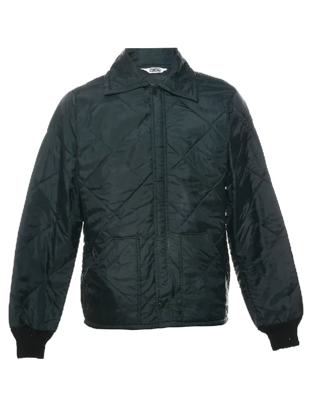 Black Nylon Jacket - M Notch Collar Peter Pan Collar Cowl Neck