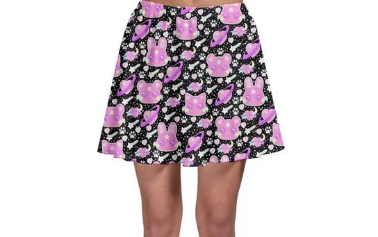 Cosmic Cuties Black Skater Skirt [Made To Order] summer skirt style