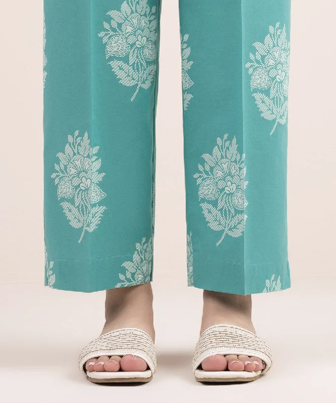 Printed Cambric Straight Pants Classic Bootcut Trousers