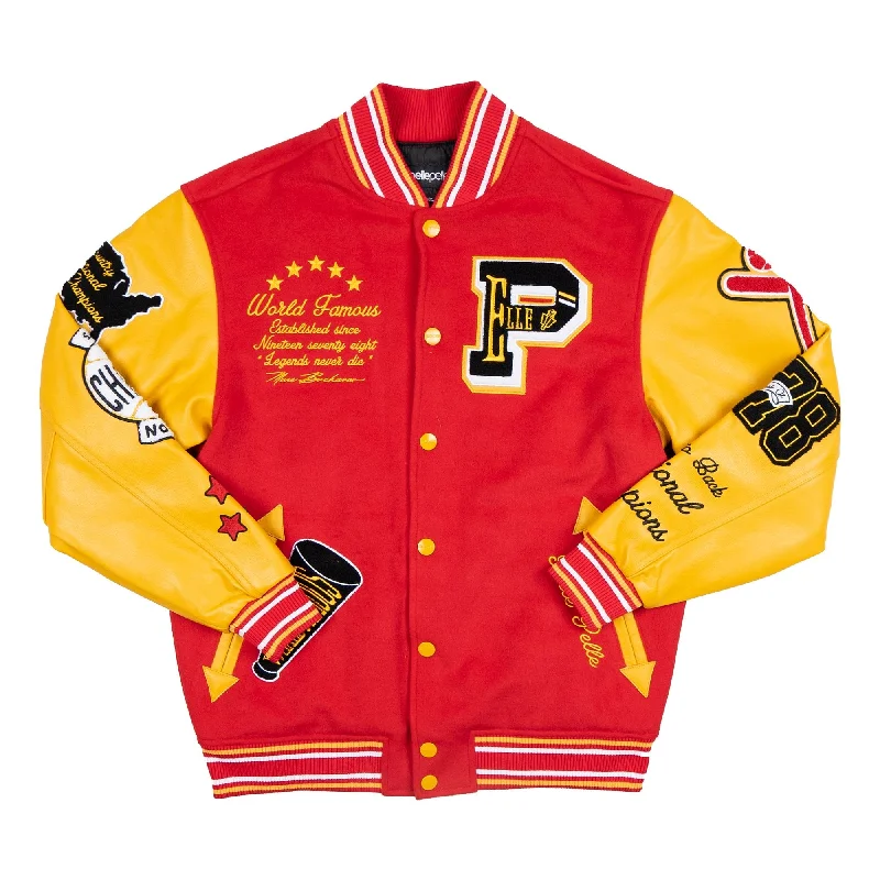 Pelle Pelle World Famous Wool and Leather Varsity Jacket - Red Tailored Jacket Straight Jacket A-Line Jacket