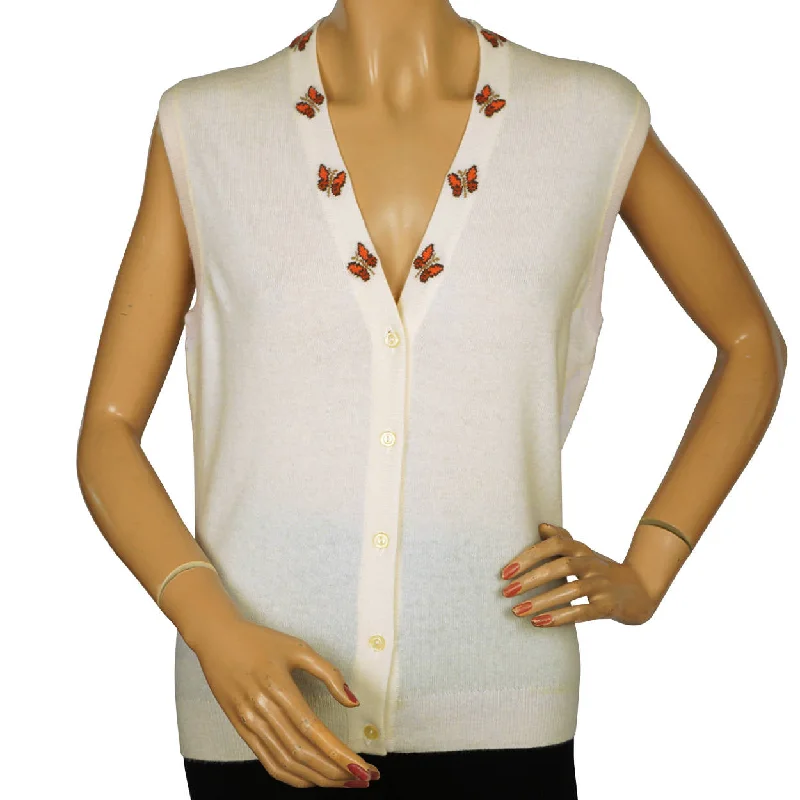 Vintage 1970s Unused Scottish Cashmere Sweater Vest Sleeveless Cardigan NWT M 36 Zippered Front Buttoned Front Snap Front