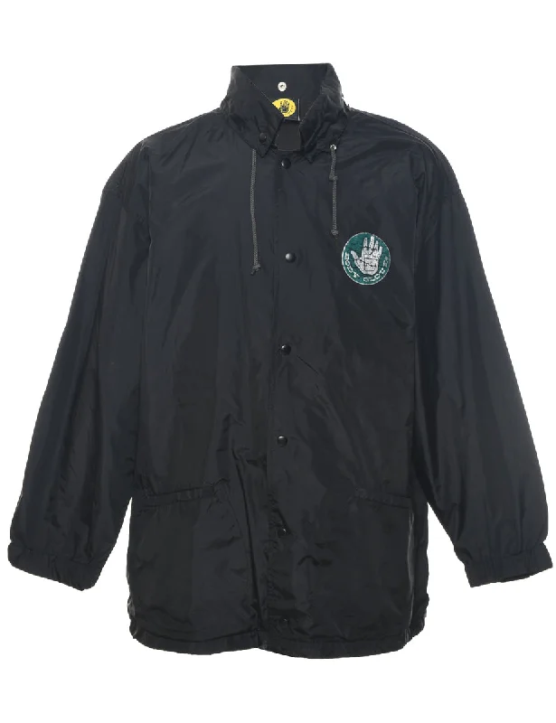 Black Nylon Jacket - L Striped Jacket Polka Dot Jacket Floral Jacket