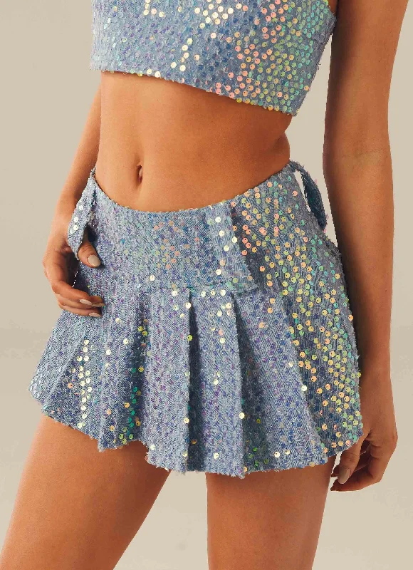 Fly Girl Mini Skirt - Sequin Denim linen skirt relaxed