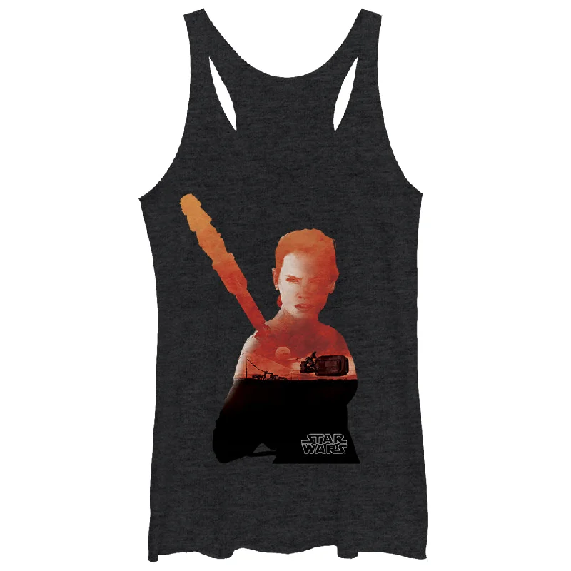 Women's Star Wars The Force Awakens Rey Speeder Silhouette Racerback Tank Top peekaboo tank top Women's Star Wars The Force Awakens Rey Speeder Silhouette Racerback Tank Top peekaboo tank top