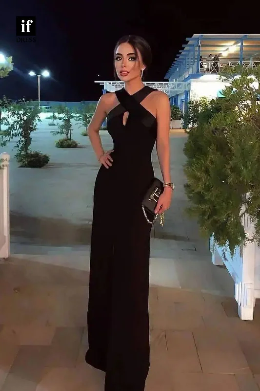 34851 - Sheath/Column Cross-Neck Sleeveless Satin Evening Formal Party Dress Tunics Luxurious premium