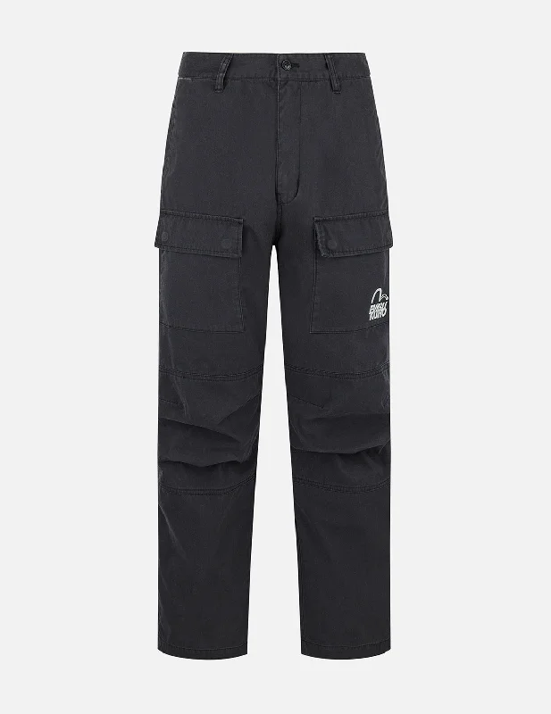Logo and Seagull Embroidery Relax Fit Cargo Pants Trendy Printed Leggings