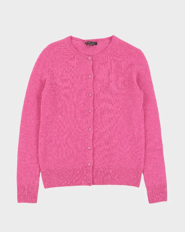 Saks Pink Cashmere Knitted Cardigan - S Oversized Loose Flowy