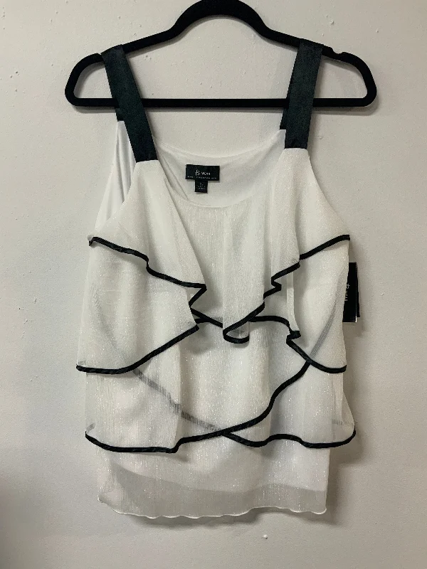 B.Wear (XL) white & black ruffle tank top NWT relaxed fit tank