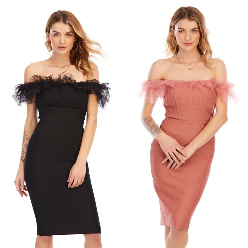 Bodycon Lace Bandage Vestido Sexy Off Shoulder Club Women Party Dress Tunics Gym athletic Bodycon Lace Bandage Vestido Sexy Off Shoulder Club Women Party Dress Tunics Gym athletic