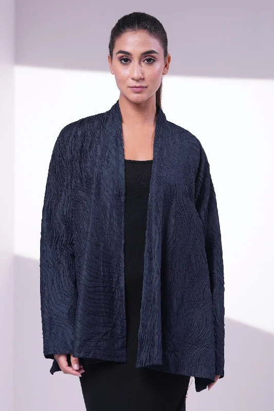 Navy Embroidered Silk Jacket Satin Fabric Silk Fabric Chiffon Fabric