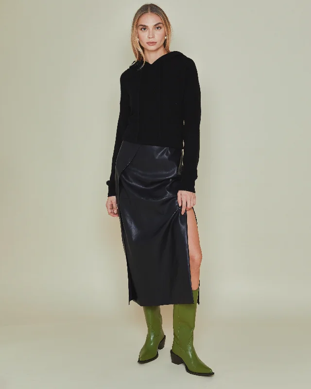 Isle Vegan Leather Midi Skirt chiffon skirt airy