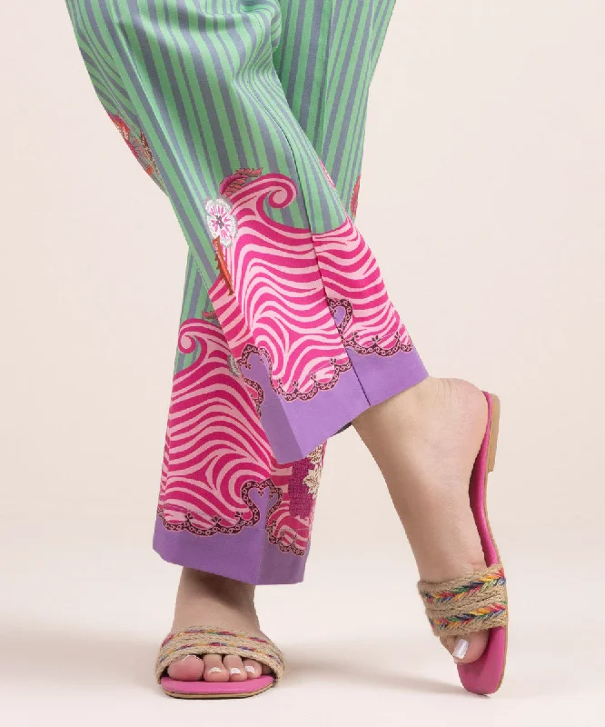 Printed Cambric Straight Pants Stylish Harem Pants