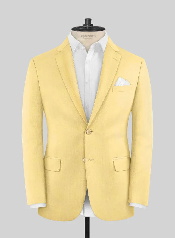 Scabal Yellow Wool Jacket Ribbed Jacket Pleated Jacket Ruffled Jacket
